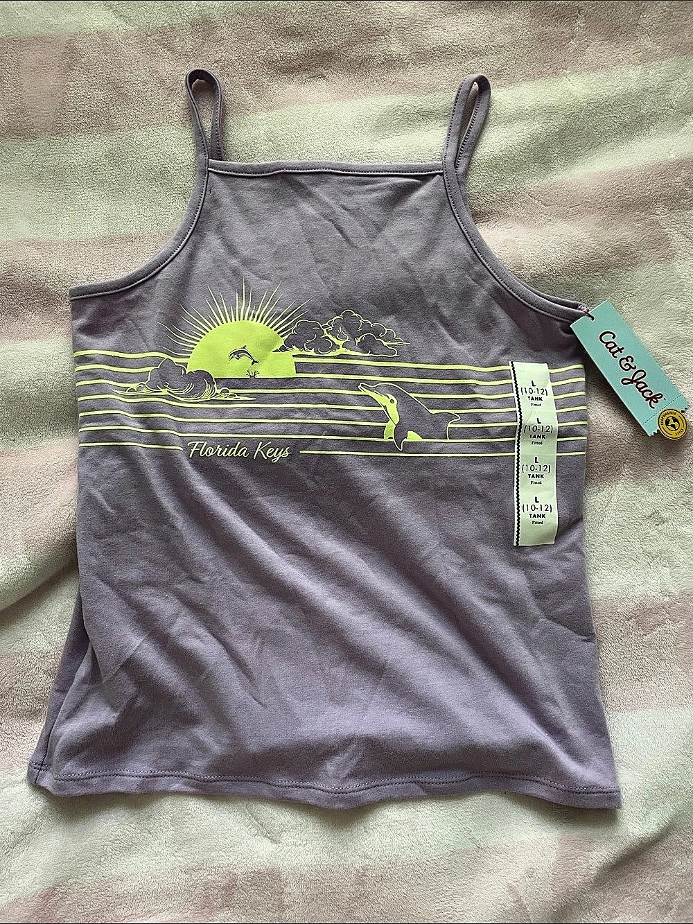 Cat & Jack Florida Keys Graphic Tank Top Purple Girls Large